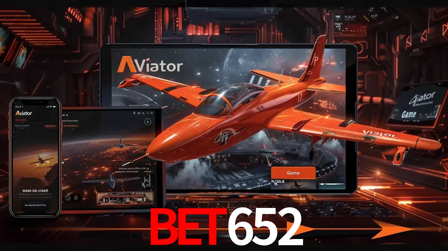 Apresentação tecnológica do jogo Aviator com um avião saindo da tela de um tablet, demonstrando a experiência imersiva em múltiplos dispositivos no bet652.