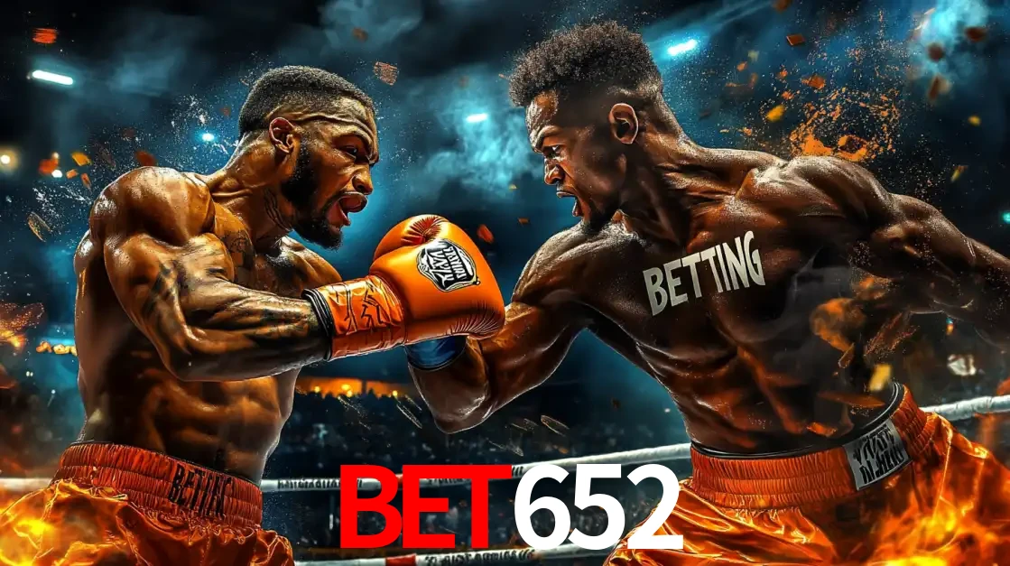 Dois boxeadores em uma luta intensa e explosiva, representando a adrenalina e as oportunidades de apostas em esportes de combate disponíveis na plataforma bet652.