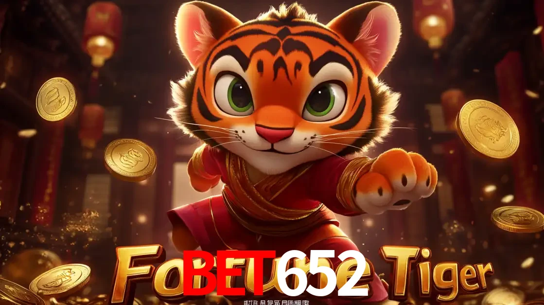 O carismático mascote do jogo de slot Fortune Tiger, um tigre fofo em pose de artes marciais, pronto para trazer sorte e multiplicadores de ganhos no cassino online bet652.