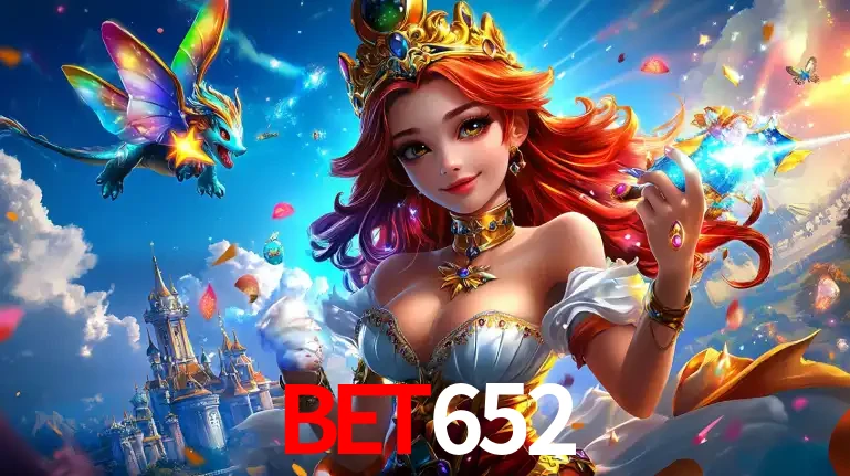 A princesa de um reino de fantasia mágico, com seu pequeno dragão, apresentando um mundo de prêmios encantados nos jogos de caça-níqueis do cassino bet652.